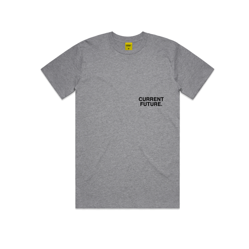 CURRENT FUTURE (a) GRAY TEE WITH LEFT CHEST PRINT